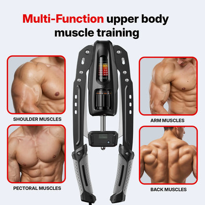 Hydraulic arm strength trainer with counter, resistance adjustable from 22 to 440 pounds.