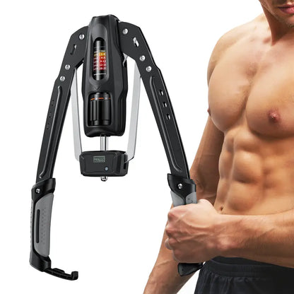 Hydraulic arm strength trainer with counter, resistance adjustable from 22 to 440 pounds.